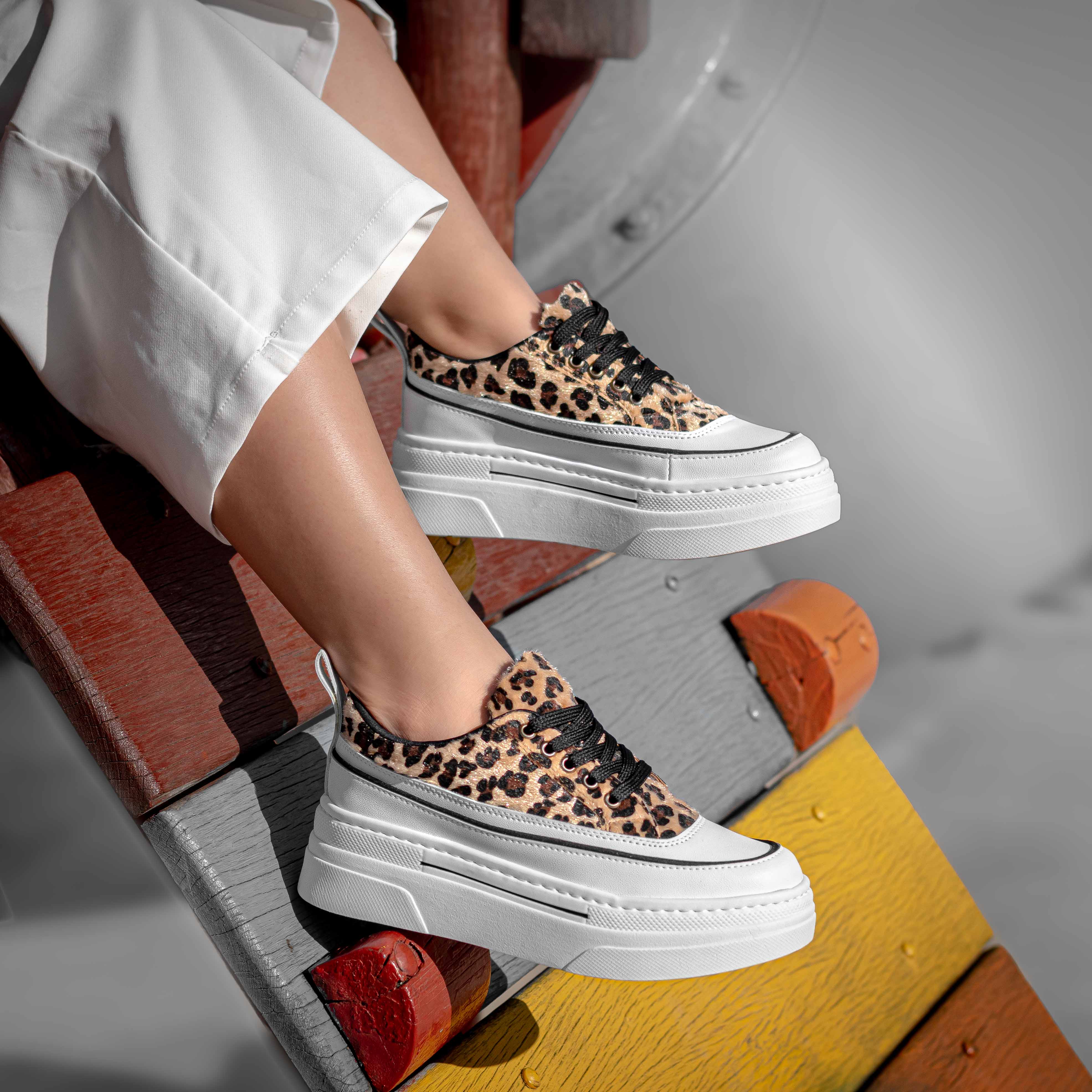 Vista 17 de Premium Bolichero Plataforma Dama - Tallas: 38, Color: Blanco AnimalPrint